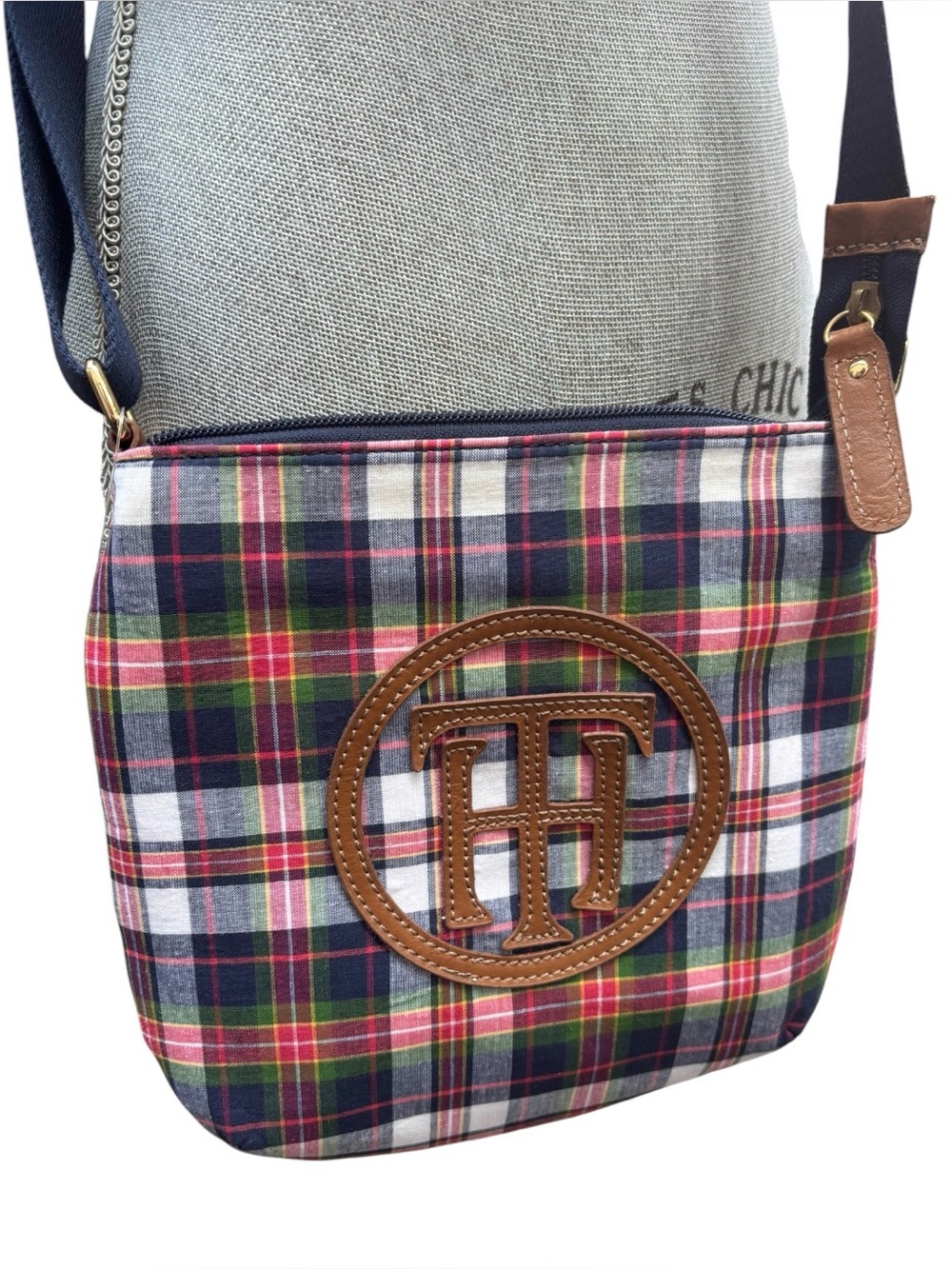 NWT Tommy Hilfiger Plaid Crossbody Bag Tartan Logo Purse Red Blue Heritage